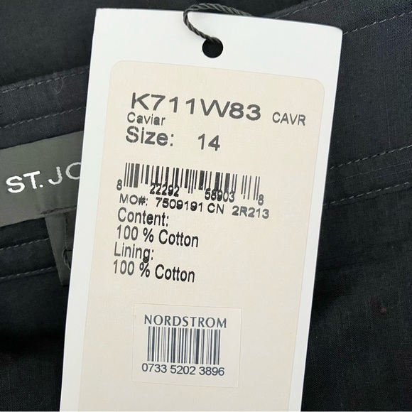 St John Black Cotton Caviar Sharkbite Hem Midi Skirt - Picture 6 of 7